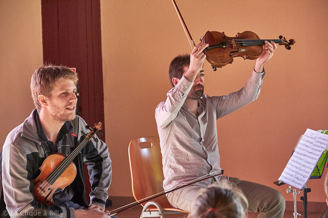 Atelier pédagogique pour écoles par 4 des musiciens de Jeux d'Ensemble
